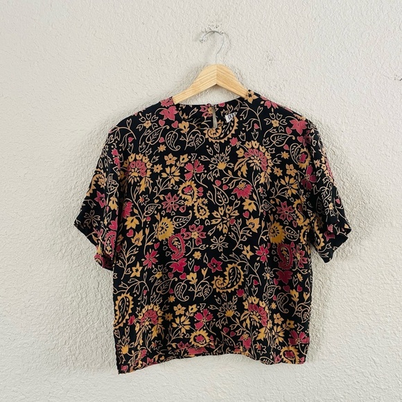 Vintage Silk Floral Boxy Blouse - Picture 1 of 12